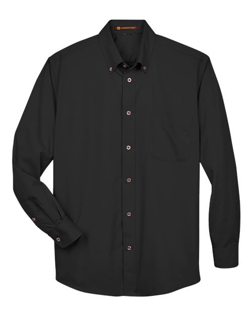 Harriton Chemise en sergé à manches longues avec antitache Easy Blend™