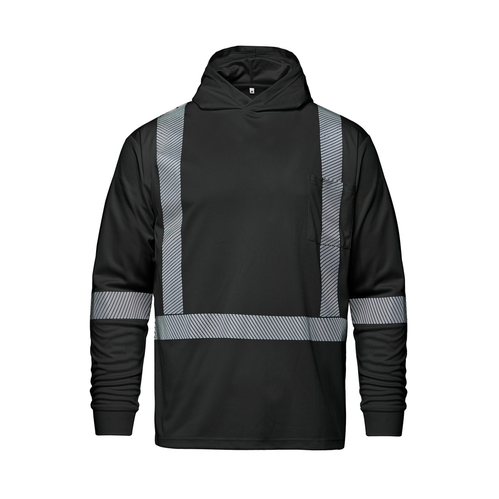 CX2 Long Sleeve Hi-VIS Hooded T-Shirt with Segmented Stripes