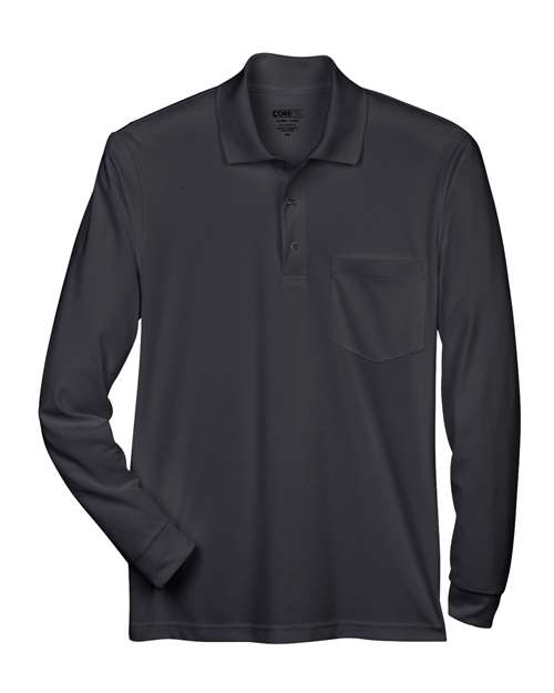 CORE365 Polo piqué à manches longues avec poche Pinnacle Performance