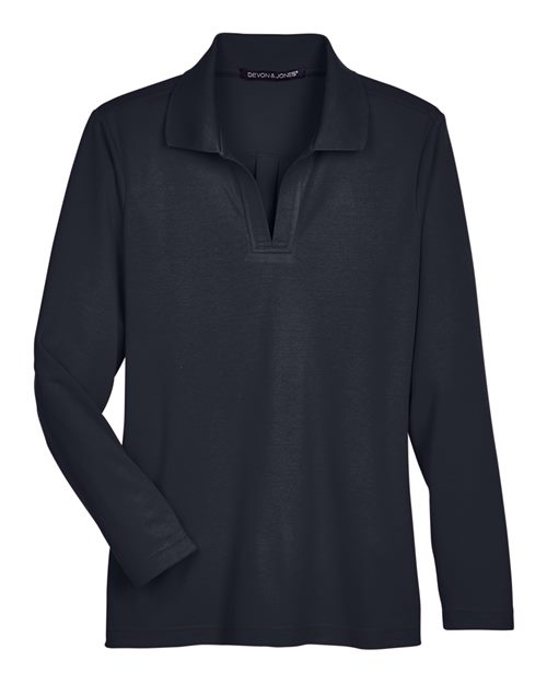 Devon & Jones Polo à manches longues tressé CrownLux Performance® pour femmes